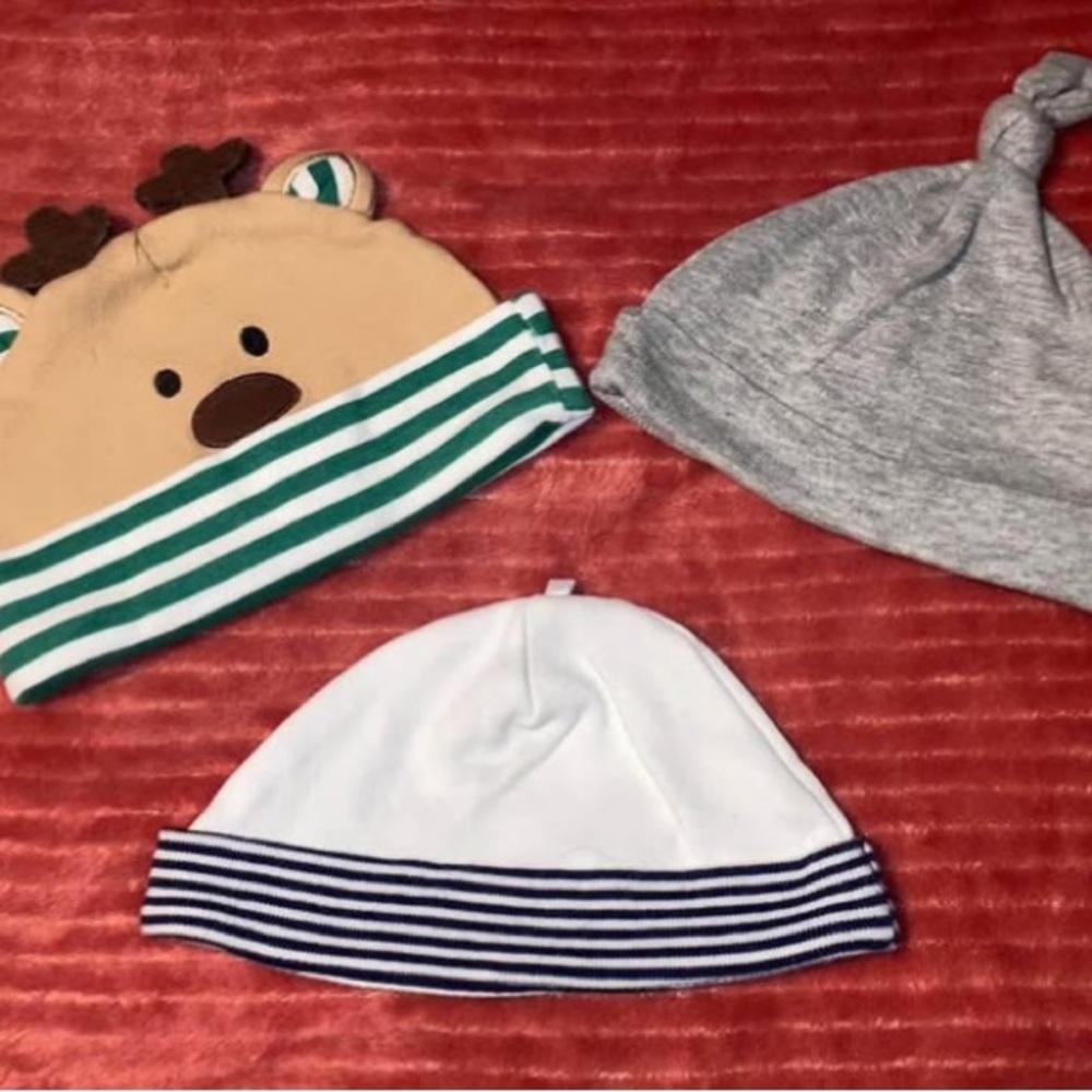 Kids' Reindeer and Striped Beanie Set